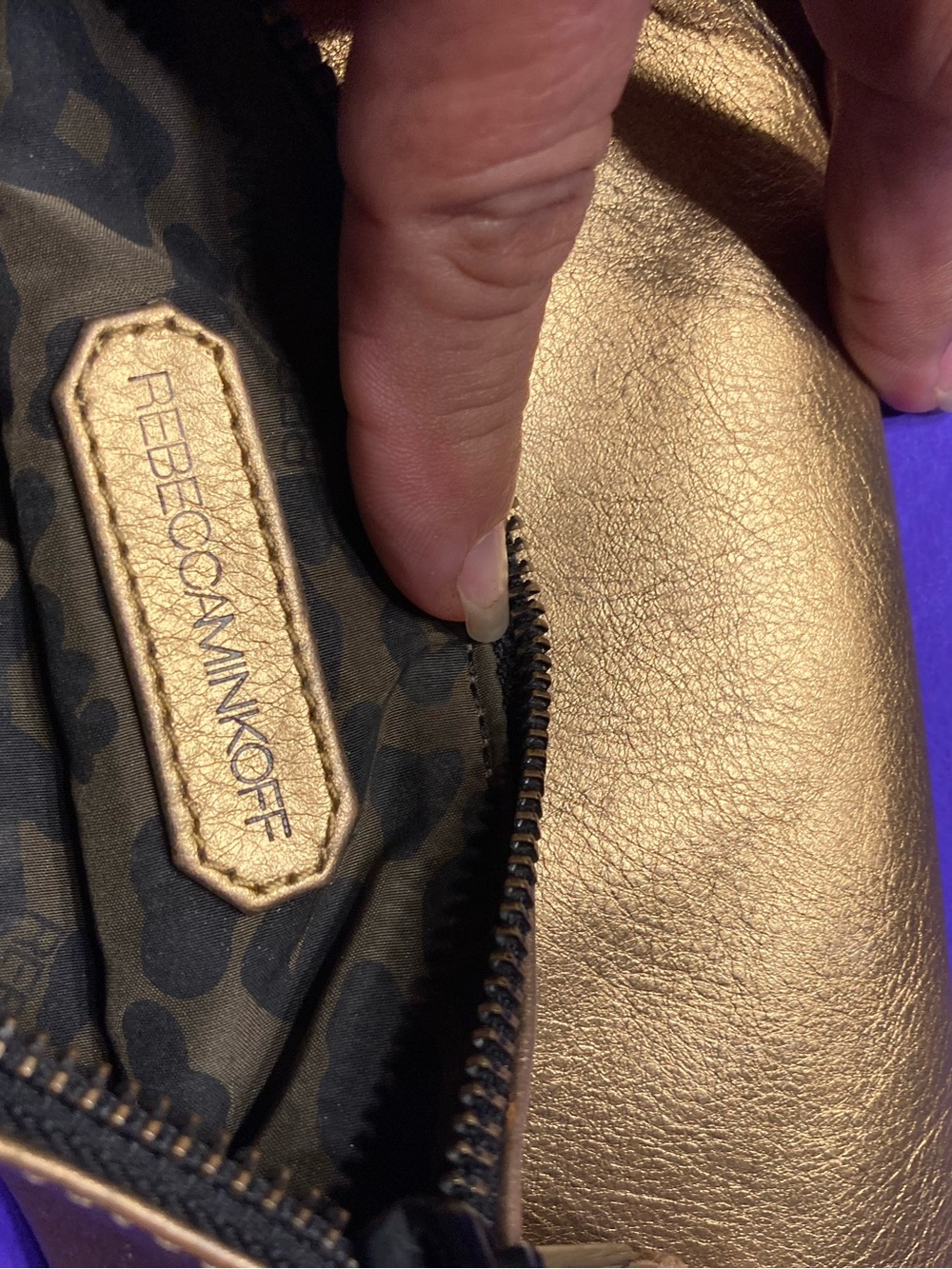 Rebecca Minkoff Metallic Gold Studded Crossbody Bag - Picture 6 of 6